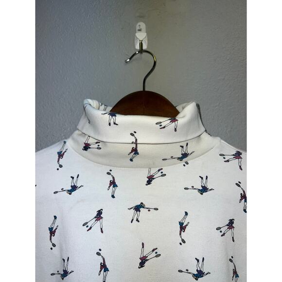 Vintage Tennis Shirt Mockneck Turtleneck Sports Long Sleeve Womens Top Medium - Picture 2 of 10